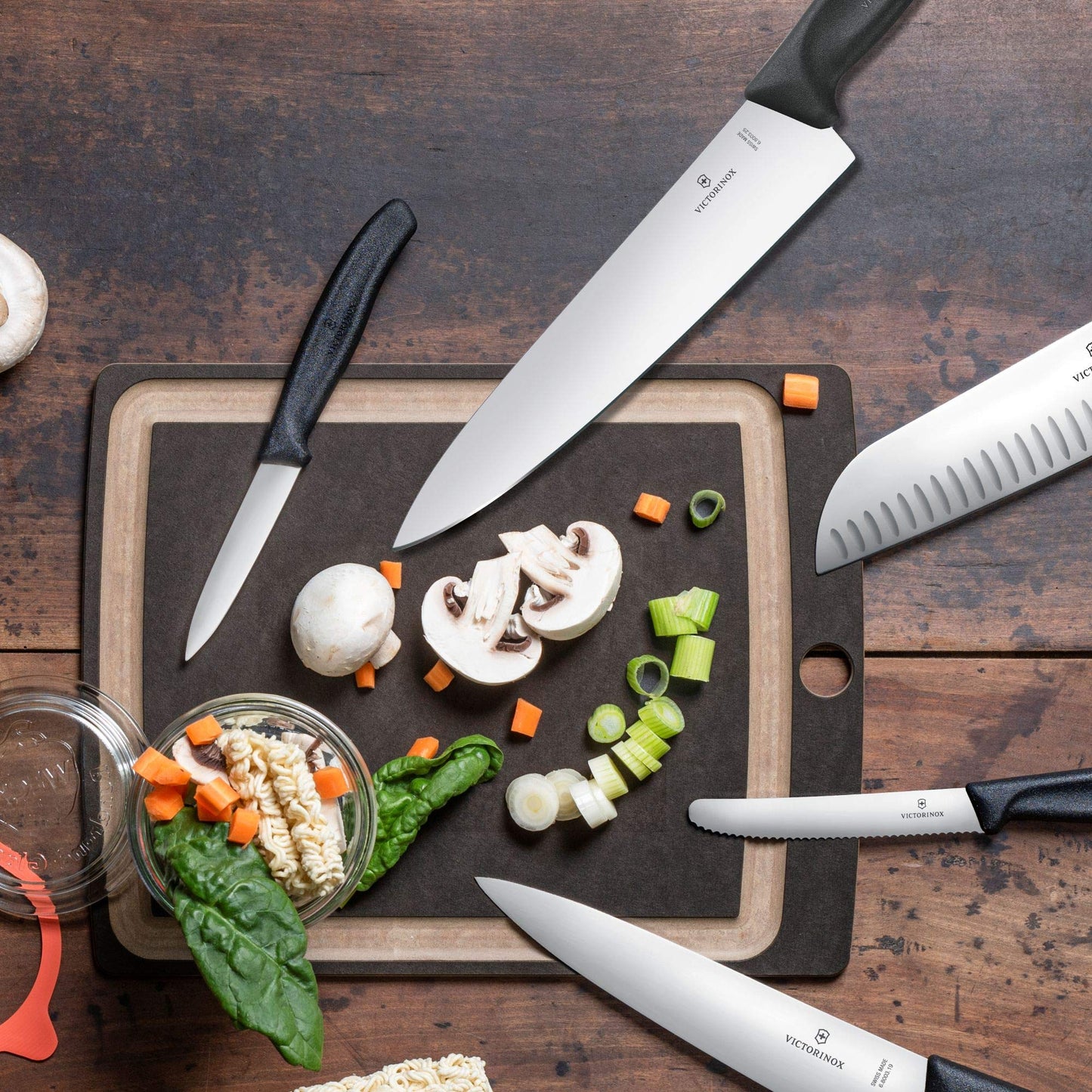 Victorinox Chef Knife 8 Inch - Swiss Classic Straight Edge Chef’s Knife, Kitchen Knife with Stainless Steel Blade, Ergonomic Non-Slip Handle, Dishwasher Safe, Blac