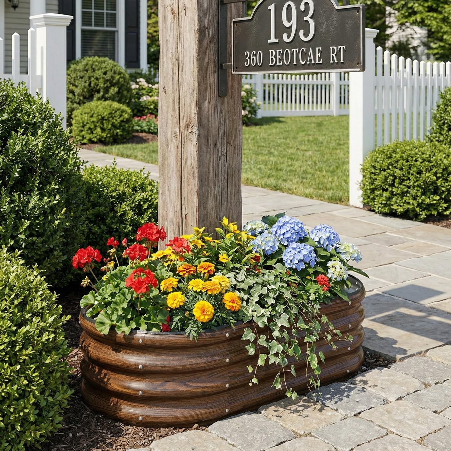 SnugNiture Galvanized Raised Garden Bed Outdoor, 2 Pcs 4x2x1ft Oval Metal Planter Box for Planting Plants Vegetables, Brown