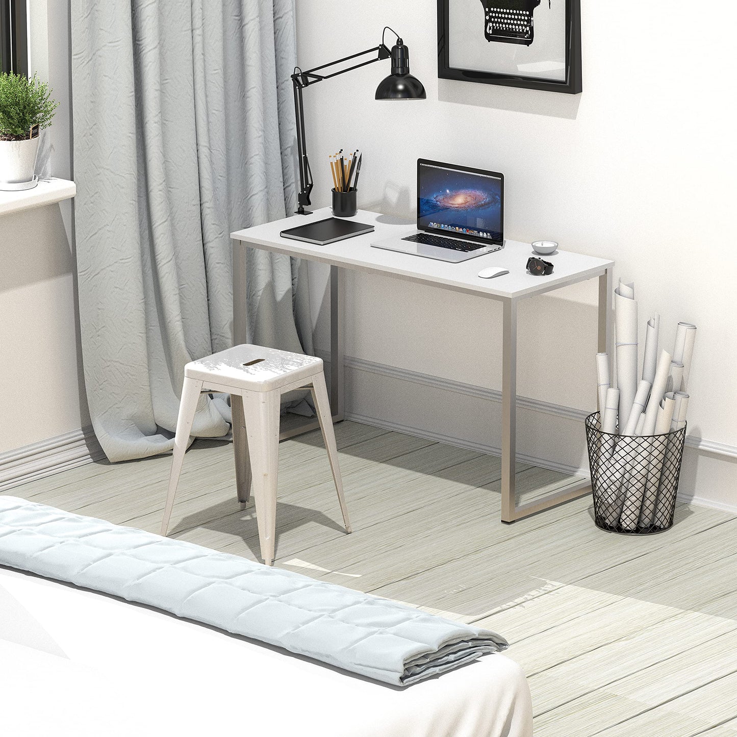 SHW Mission 32-Inch Home Office Computer Desk, White