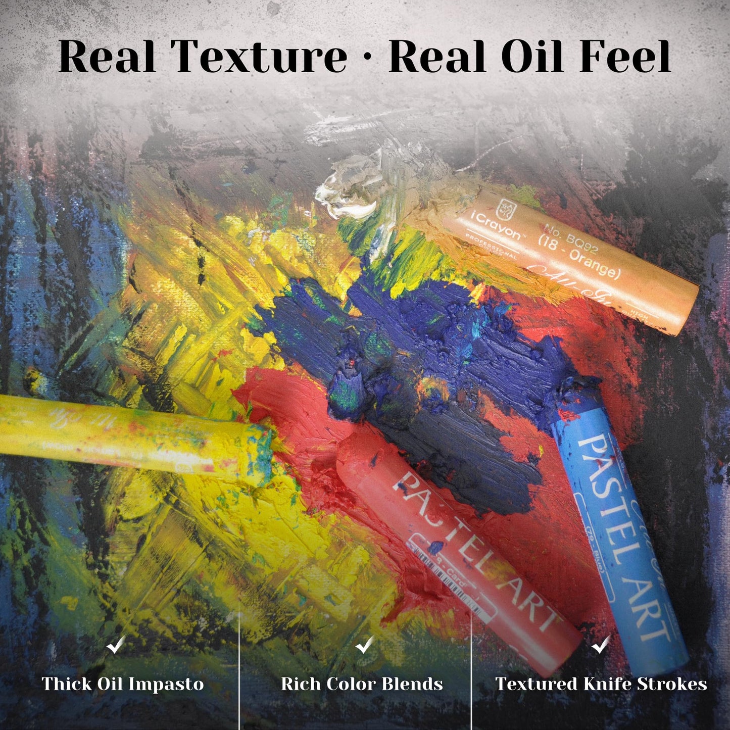 iCrayon Professional Oil Pastels Set – 36 Classic Colors, Rich Pigment & Smooth Blending, Artist-Grade Oil Pastels for Drawing, Sketching & Fine Art