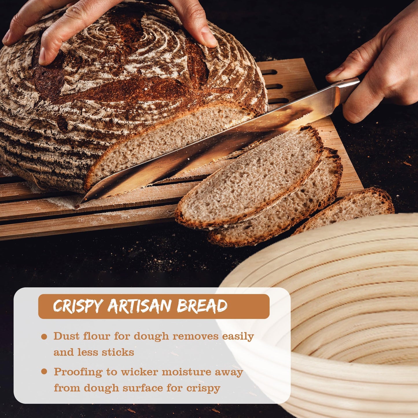 Banneton Bread Proofing Basket Set Of 2-9 Inch Sourdough Basket for Home Bakers, Bread Basket, Banneton basket For Artisan Bread making, Handmade Rattan Banneton Basket With Liners