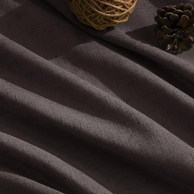 Nanspring Cocoa Coffee Curtains 102 Inches Long, Back Tab Linen Blend Light Filtering Semi Sheer Privacy Drapes for Living Room & Bedroom, 52x102 inch, 2 Panels