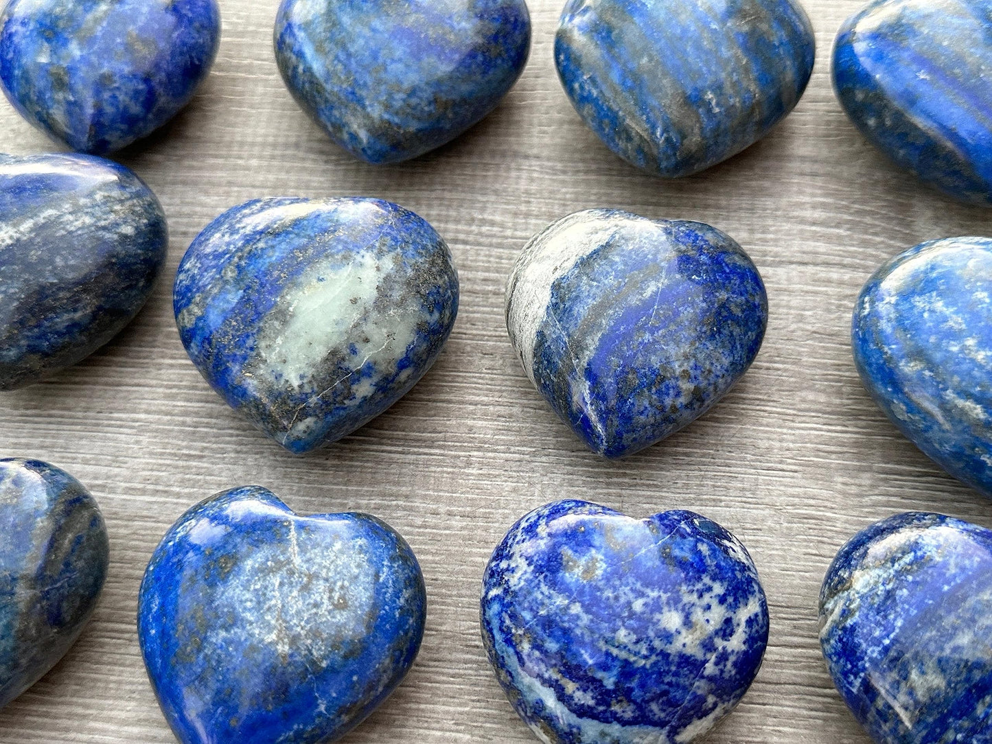 Lapis Lazuli Gemstone Hearts, Polished Lapis Lazuli Puffy Hearts, Lapis Lazuli Crystal Palm Stone, Lapis Lazuli Healing Crystal Hearts (1 Heart)