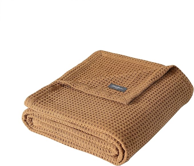 Eddie Bauer Blanket Soft Waffle Weave Bedding, Medium Weight Bedroom Decor, Softens Every Wash, Queen, Brown