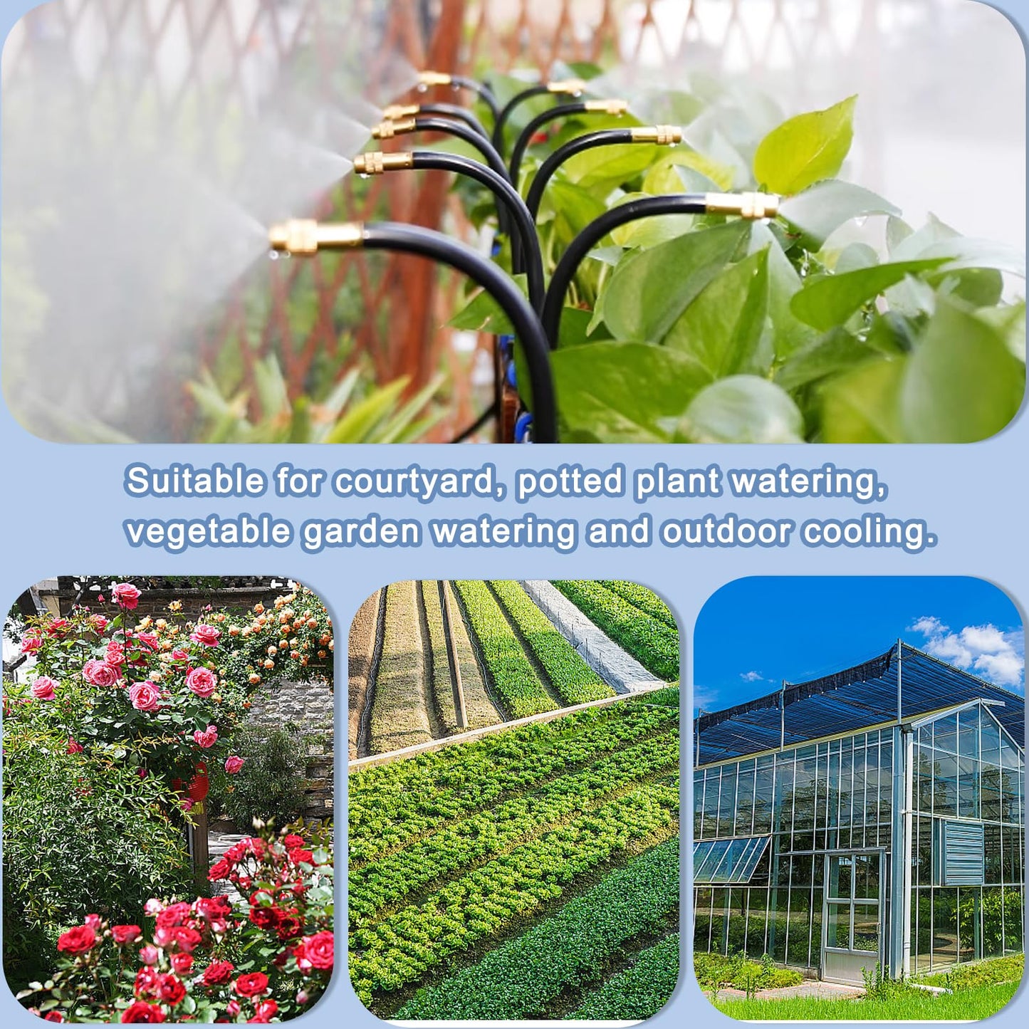 49.21Ft Drip Irrigation Kit Automatic Drip Irrigation System, 360° Bendable Garden Irrigation System, 5/16 inch Garden Watering System Adjustable Bendable Nozzle Copper Sprayer System for Garden