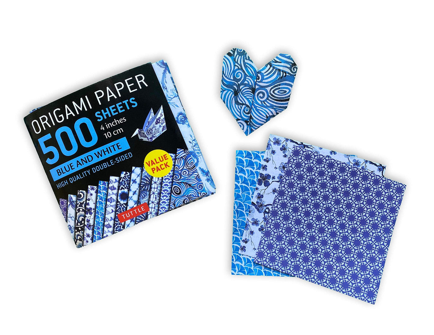 Origami Paper 500 sheets Blue and White 4" (10 cm): Double-Sided Origami Sheets Printed with 12 Different Designs