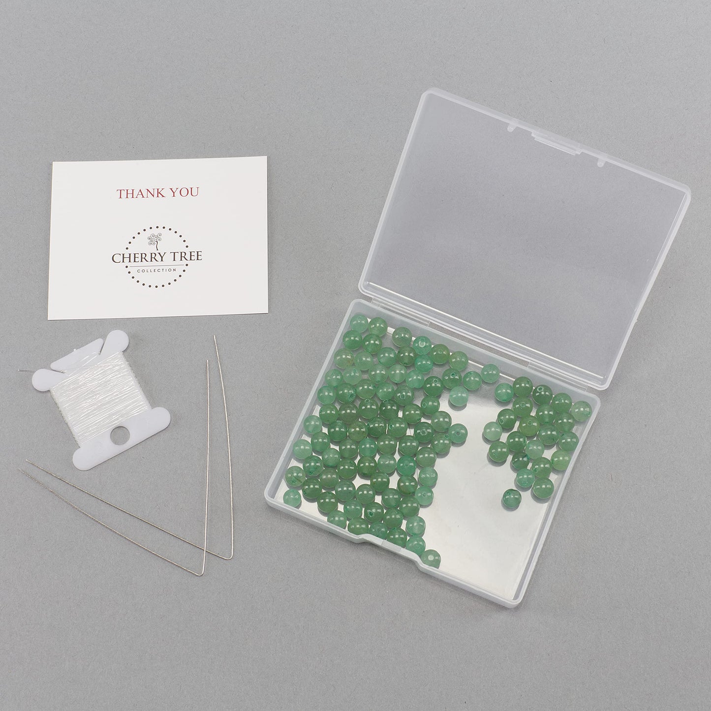 Cherry Tree Collection | 100PCS 6mm Green Aventurine Gemstone Round Beads for Jewelry Making | Includes Storage Box, Elastic String, and Needles