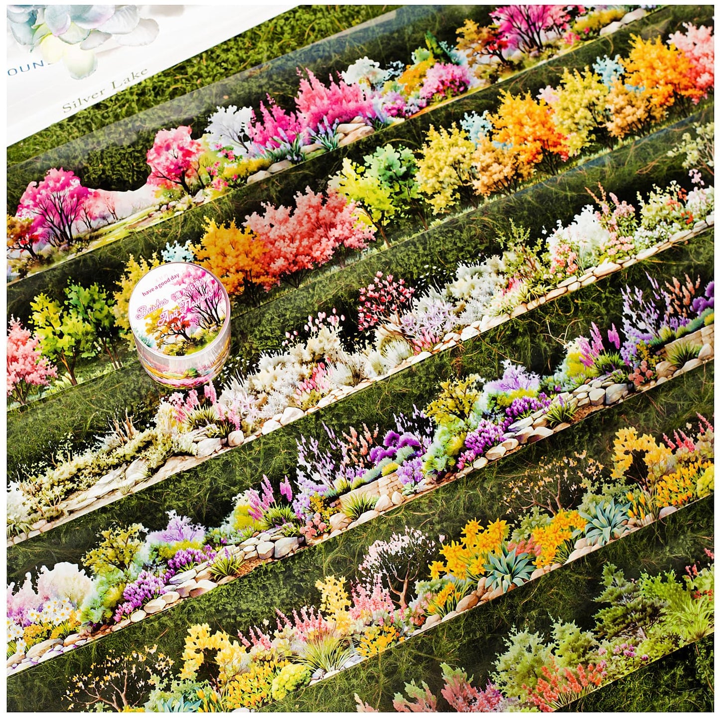 Floral PET Tape Stickers for Journaling Supplies, 6 Rolls Flower Cluster Themed Decorative Scrapbook Stickers for Journaling, Junk Journal Supplies, Planer (Flower Cluster)