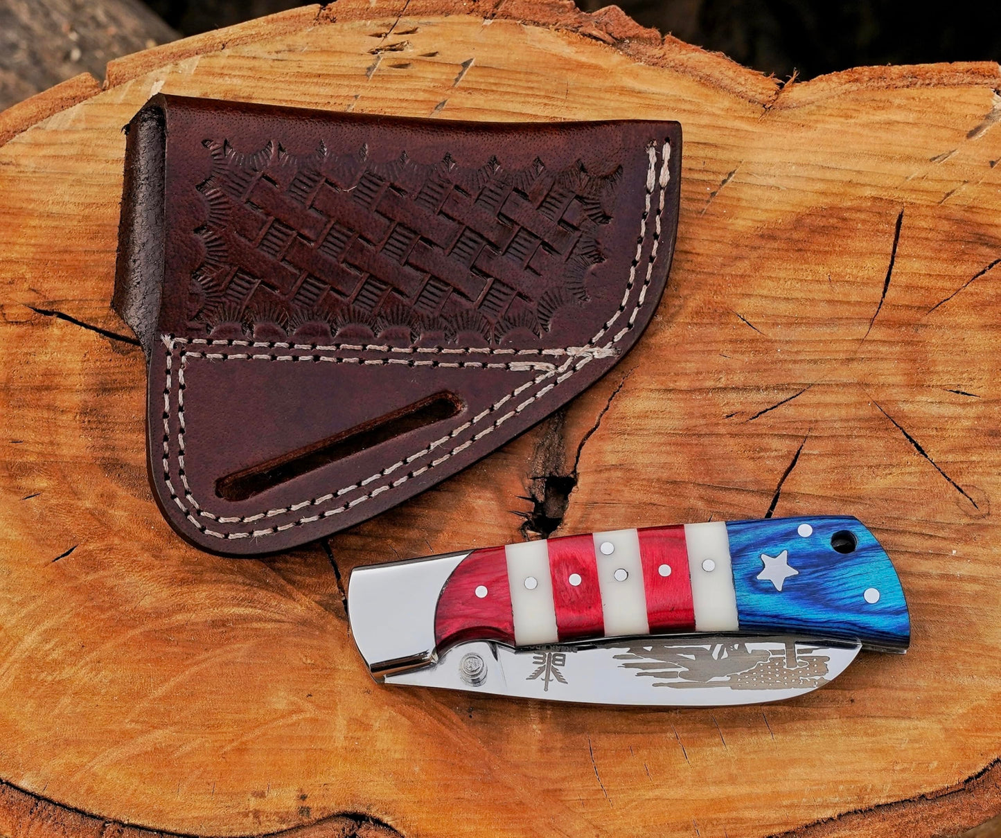 BE BREAK EDGE Hawkbill Knife,Folding Pocket Knife with Curved Blade, Lineman Tools, Stainless Steel construction. (White,Red and Blue)