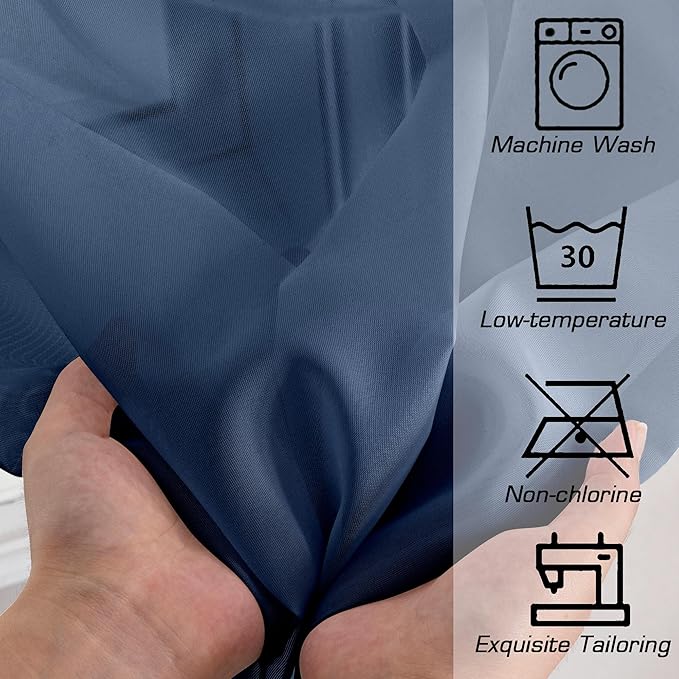 Simplebrand Navy Blue Sheer Curtains 90 Inches Long 2 Panels, Light Filtering Rod Pocket Solid Color Window Sheer Curtain Panels, Elegant Curtains & Drapes for Living Room, Bedroom, 42" W x 90" L