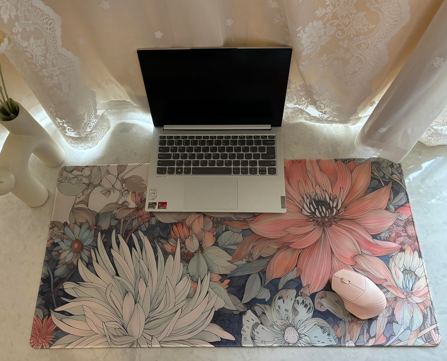 Nasdalgias Japanese Floral Desk Mat Boho Aesthetic Flower Desk Matt for Desktop Large XXL Gaming Mouse Pad Extended Deskpad Laptop Keyboard Computer Mat Office Decor for Women 31.5 X 15.7