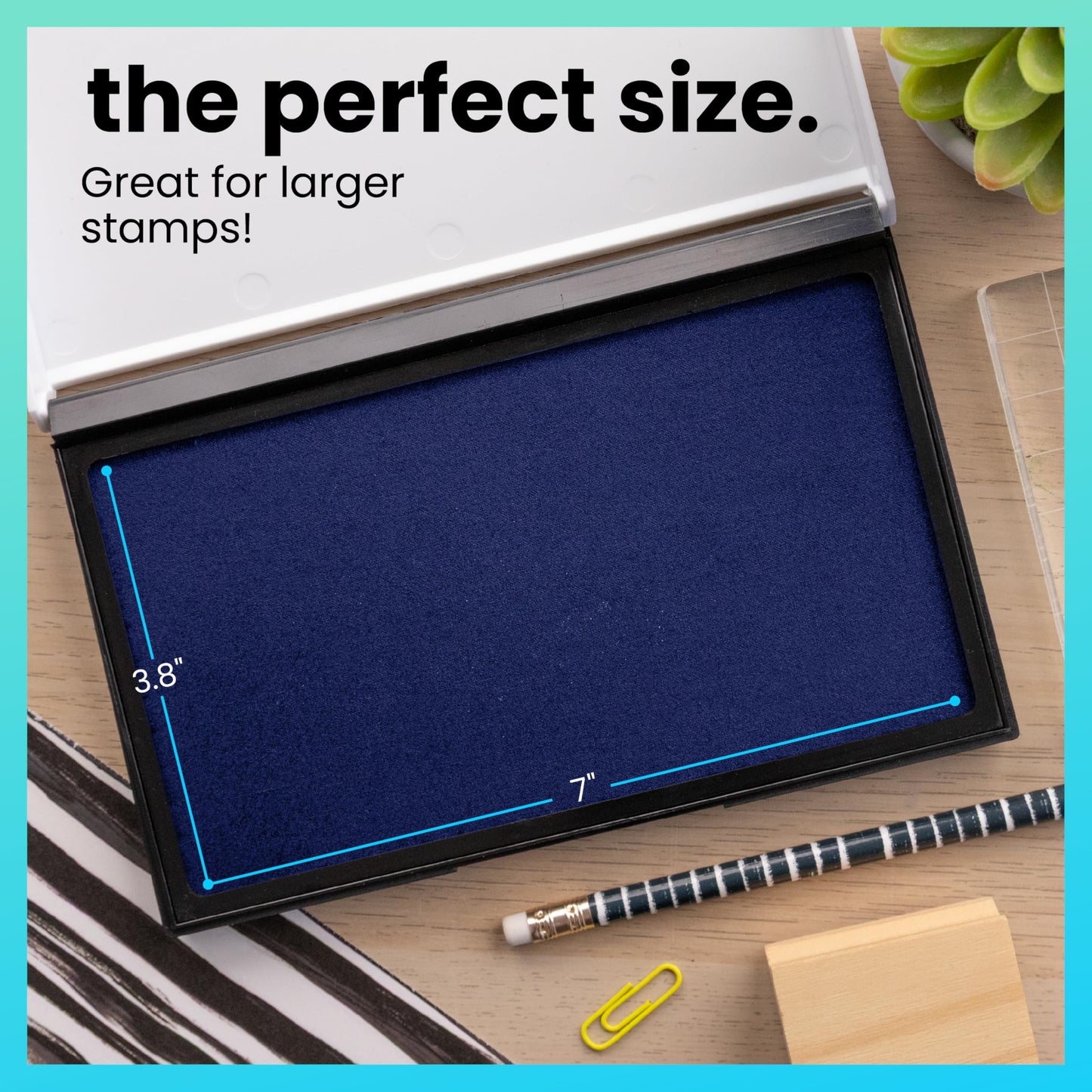 ExcelMark Rubber Stamp Ink Pad Extra Large 3-7/8" x 7" (Blue)