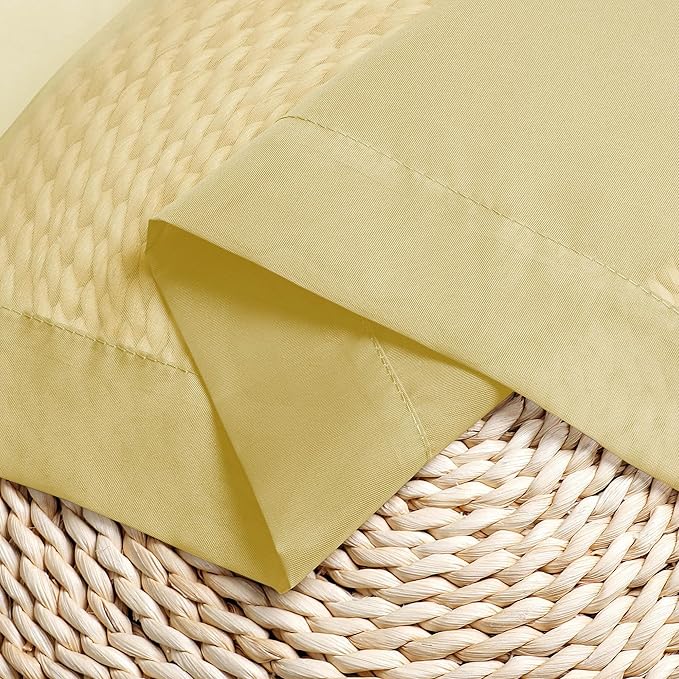 Chyhomenyc Mustard Yellow Sheer Curtains 45 Inches Long, Light Filtering Window Sheer Curtain Panel Drapes, Elegant Rod Pocket Soft Voile for Bedroom Living Room, Each 42Wx45L Inches, 2 Panels