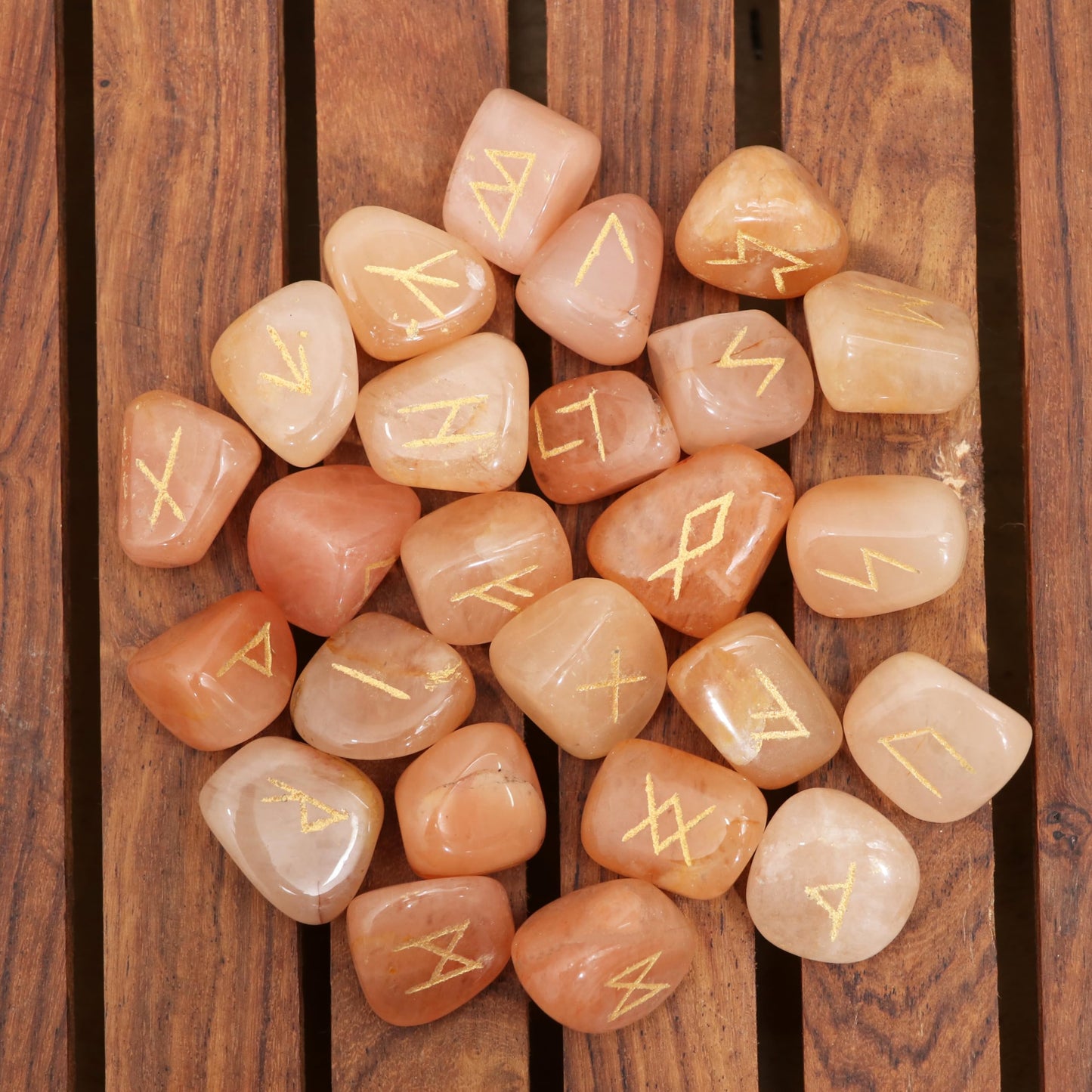 Crocon Red Aventurine Rune Stones Set Engraved with Elder futhark Crystal Runes Set, Reiki Healing runas for Meditation Chakra Balancing, Rune Stone for Beginners with Crystal Guide & Pouch |15-20 mm