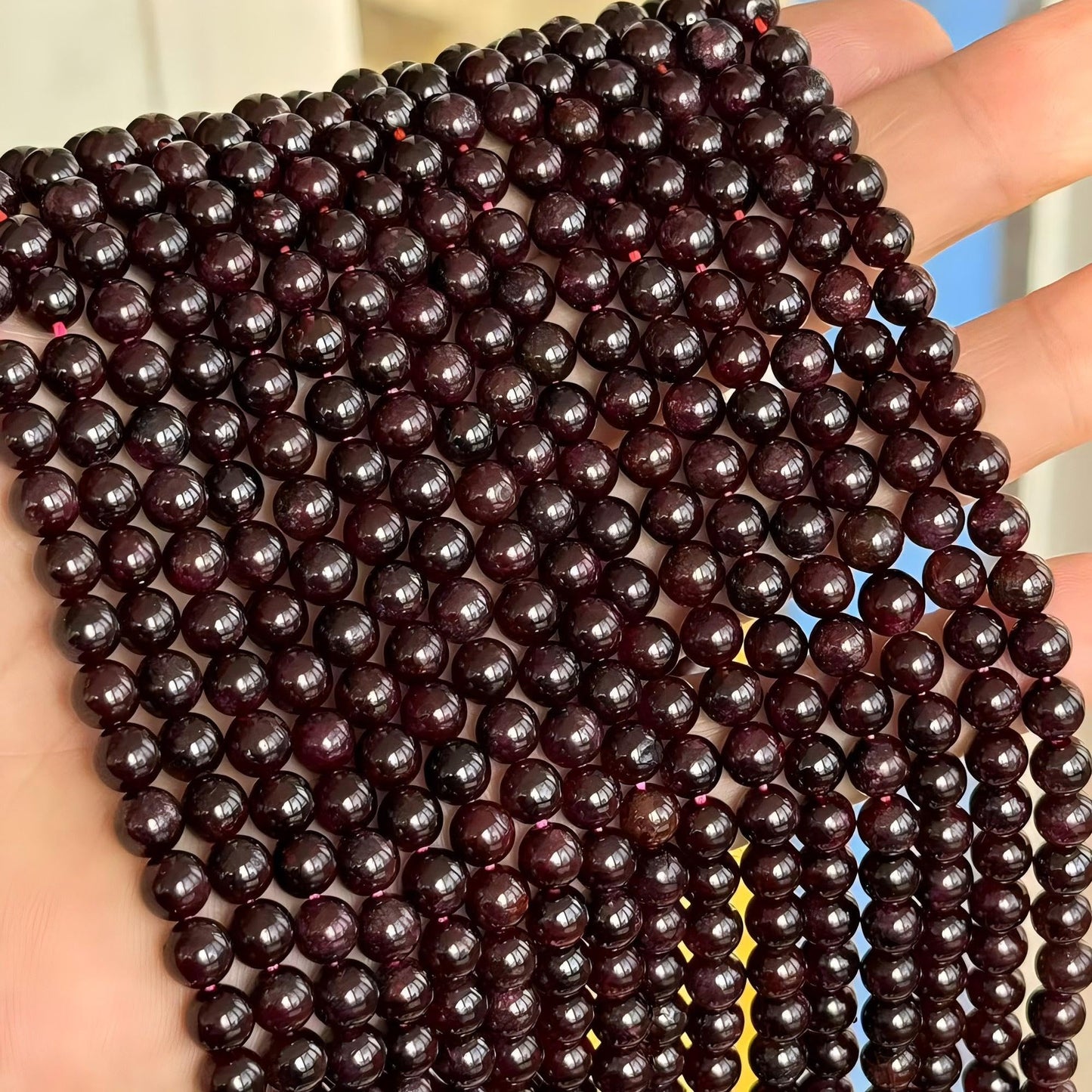 MJDCB Natural Stone Beads Garnet Round Loose Beads for Jewelry Making DIY Bracelet Necklace (6mm)