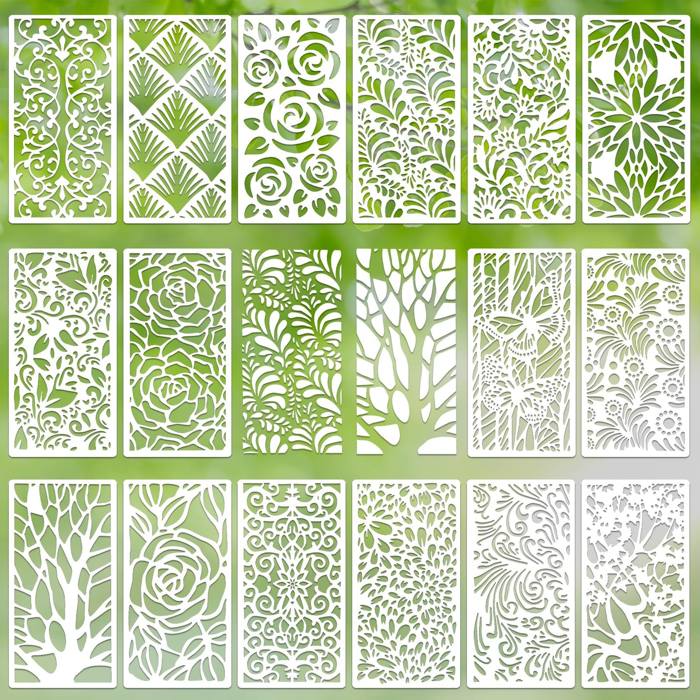 Geometric Texture Stencils for Crafts Reusable DIY Furniture Decor Art Painting Stencil 16Pcs Kit for Wood Embroidery Wall Silk Screen Journaling(7.87X3.94 Inch)