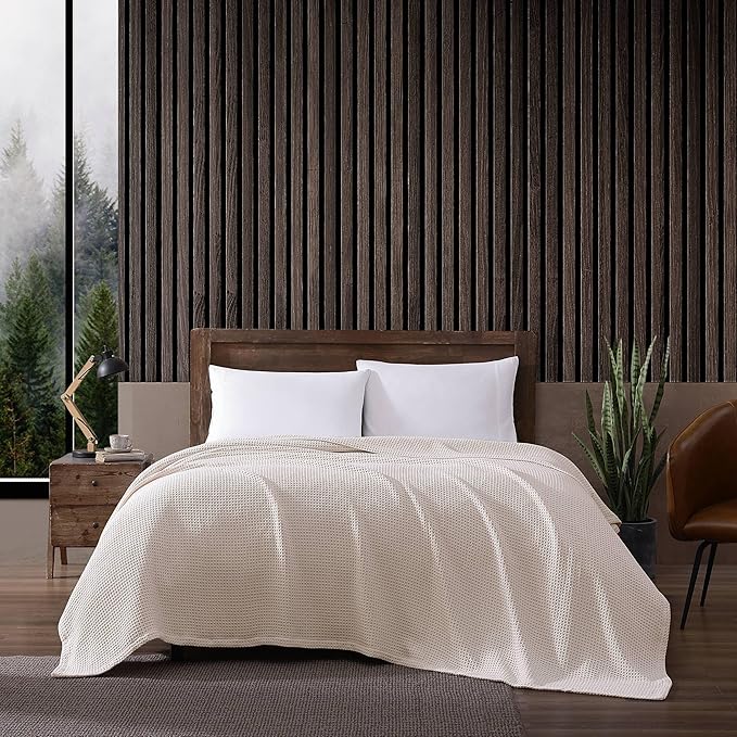 Eddie Bauer Blanket Soft Waffle Weave Bedding, Medium Weight Bedroom Decor, Softens Every Wash, Twin, White