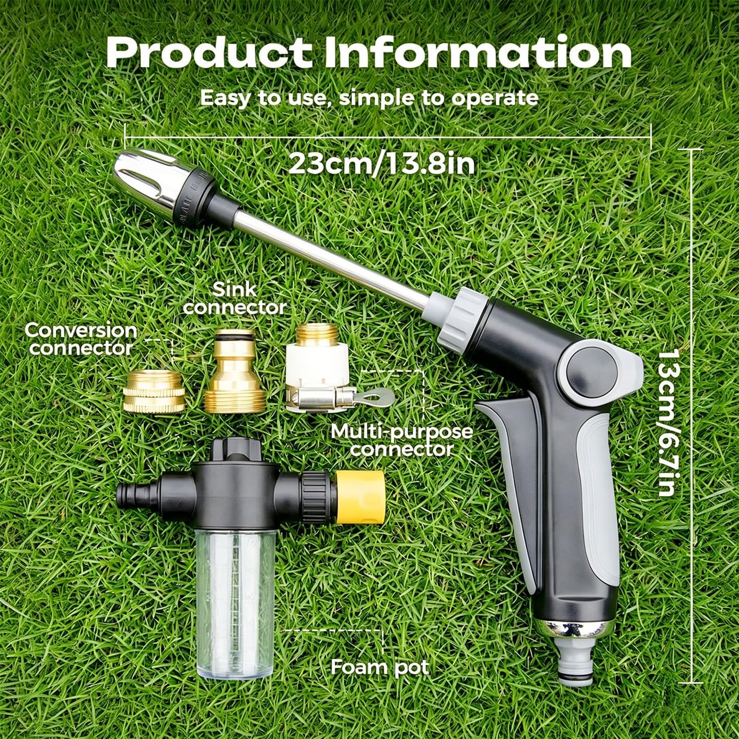 Aquoxis Pressure Washer, High Pressure Power Washer with Adjustable Nozzle, Universal Garden Hose Connection, Multi Spray Modes for Car Patio Outdoor Cleaning (A)