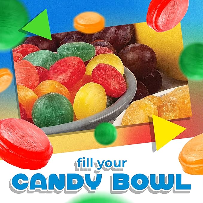Sugar Free Hard Candy Mix | 1 Pound Bag | About 75 Count | Assorted Fruit Flavors | Individually Wrapped Sugarless Hard Candy for Office Bowl | Lime, Cherry, Orange