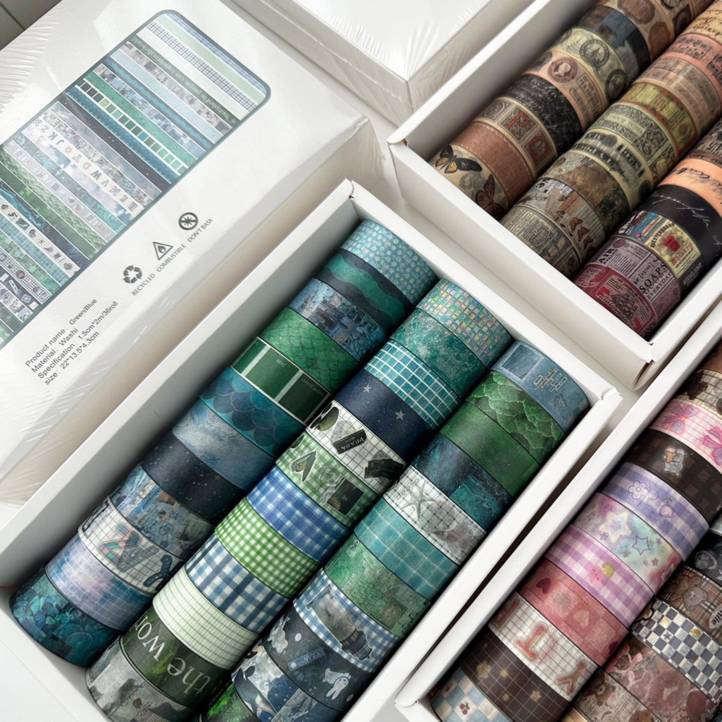 YUBBAEX Cute Washi Tape Value Pack 36 Rolls Aniamls Printed Masking Tape Kawaii Decorative for Arts, DIY Crafts, Journal Supplies, Planners, Scrapbook, Card/Gift Wrapping (Girly Style)