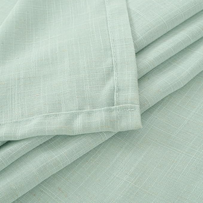 BGment Sage Green Linen Curtains 36 Inch Length for Kitchen Window - Small Drapes Light Filtering for Cafe Bathroom Decorative Lightweight Natural Rustic Rod Pocket, 2 Panels Set, 42 X 36 Inch