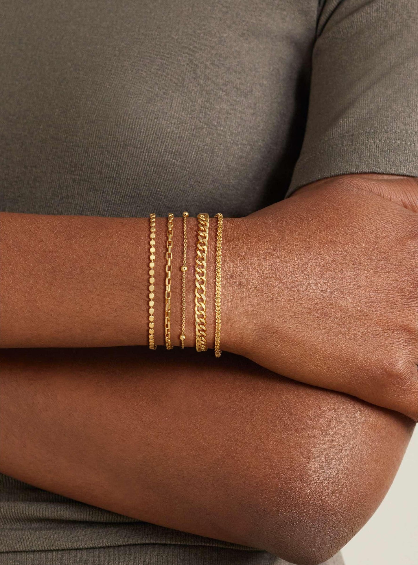 DEARMAY Gold Plated Chain Bracelets for Women Waterproof Dainty 14K Gold Jewelry Set Fashion Stackable Beaded Figaro Herringbone Link Bracelet Trendy Pack Stack Gifts
