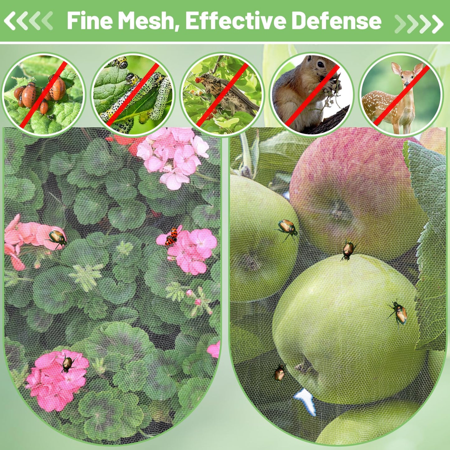 4x10ft Garden Netting - Ultra Fine Mesh Plant Covers to Keep Small Animals Pest Out, Bird Barrier for Protecting Vegetables Fruits Flowers Raised Beds (Without Support Pole)
