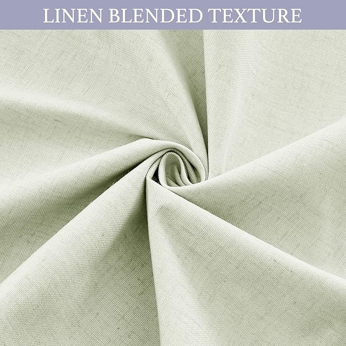RYB HOME 100% Blackout Tricia Door Curtains, Linen Textured Blend Thermal Insulating Privacy French Door Window Tie Up Shades Living Room Curtains for Kitchen, W 30 x L 69 inches, Light Sage, 1 Panel
