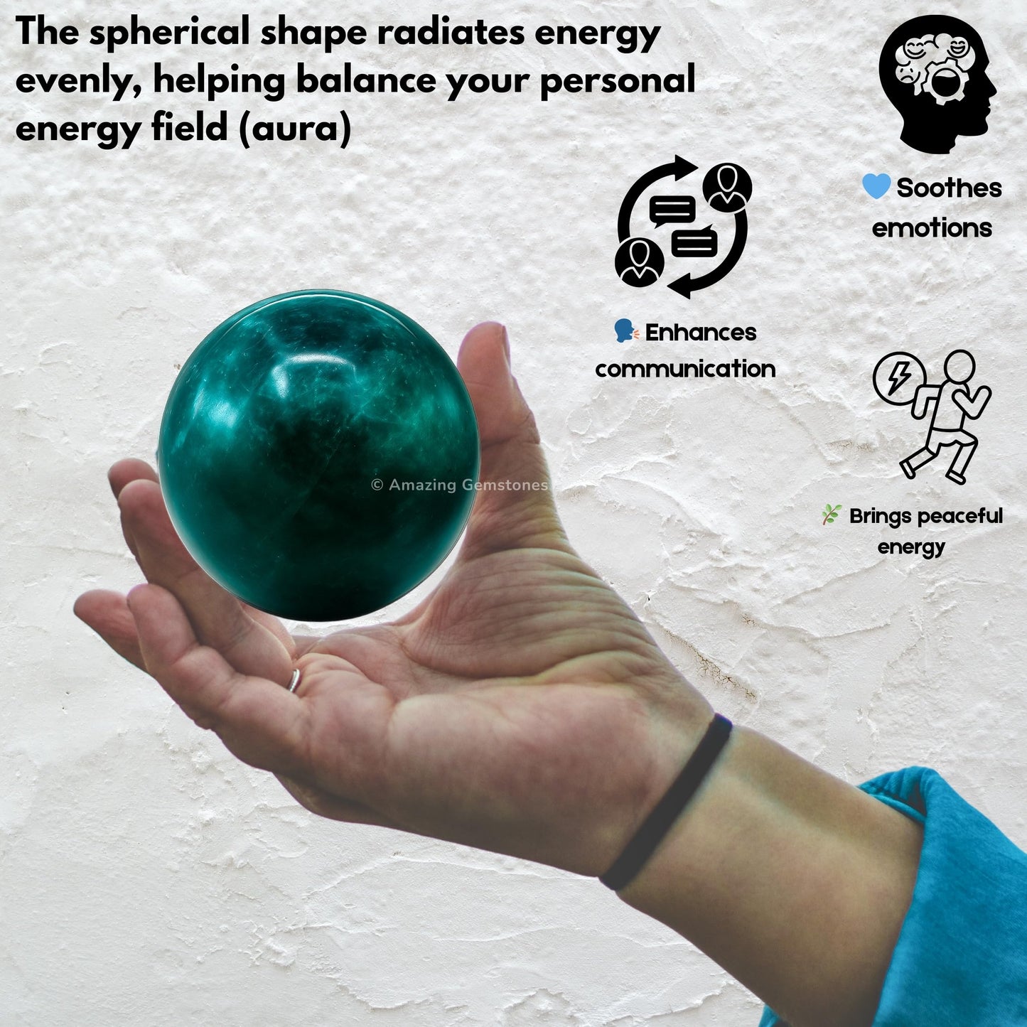 Amazing Gemstone Blue Apatite Crystal Ball with Stand - 2" Inches Crystal Sphere Meditation Balls for Witchcraft and Decorative Balls