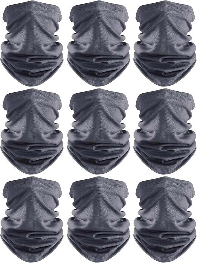 Geyoga 9 Pieces Winter Face Mask for Men UV Protection Mask Sunscreen Breathable Windproof Neck Gaiters Scarf Fishing Cycling Running (Dark Grey)