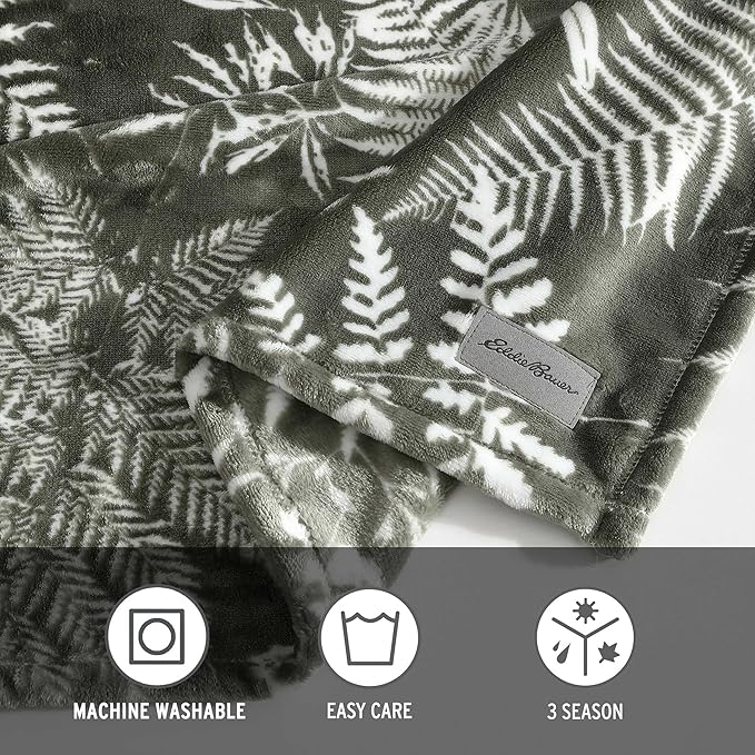 Eddie Bauer - Full/Queen Blanket, Ultra Plush Bedding, Lightweight Home Decor for All Seasons (Fern Garden Green, Full/Queen)