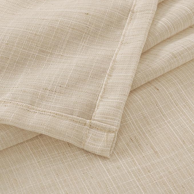 BGment Linen Curtains 84 Inch Length for Living Room Windows, Semi Sheer Natural Textured Drapes for Bedroom Dining Farmhouse Decorative Rustic Rod Pocket Lightweight, 2 Panels Set, Each 60 Inch Wide