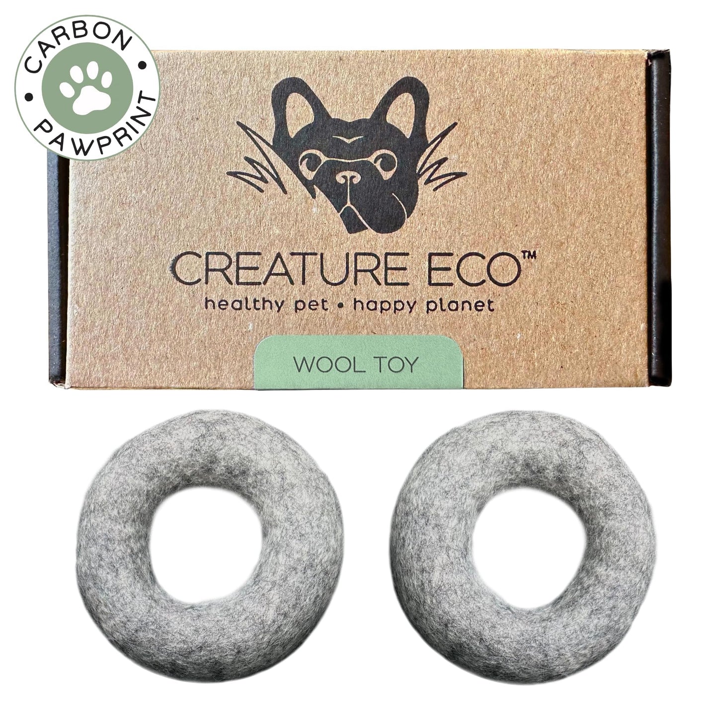 Wool Dog Ring Toy 2-Pack – Organic Eco Friendly Dog Rings for Small & Medium Dogs – Natural Non Toxic Dog Toys – Creature ECO