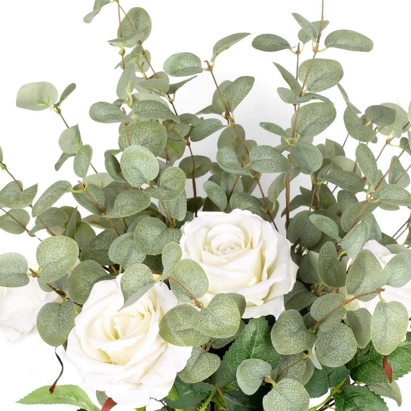 VGIA 6 Pcs 27" Eucalyptus Stems Greenery Stems Eucalyptus Leaf Spray in Green Silk Plastic Plants Floral Artificial Plants for Home Party Wedding Decoration