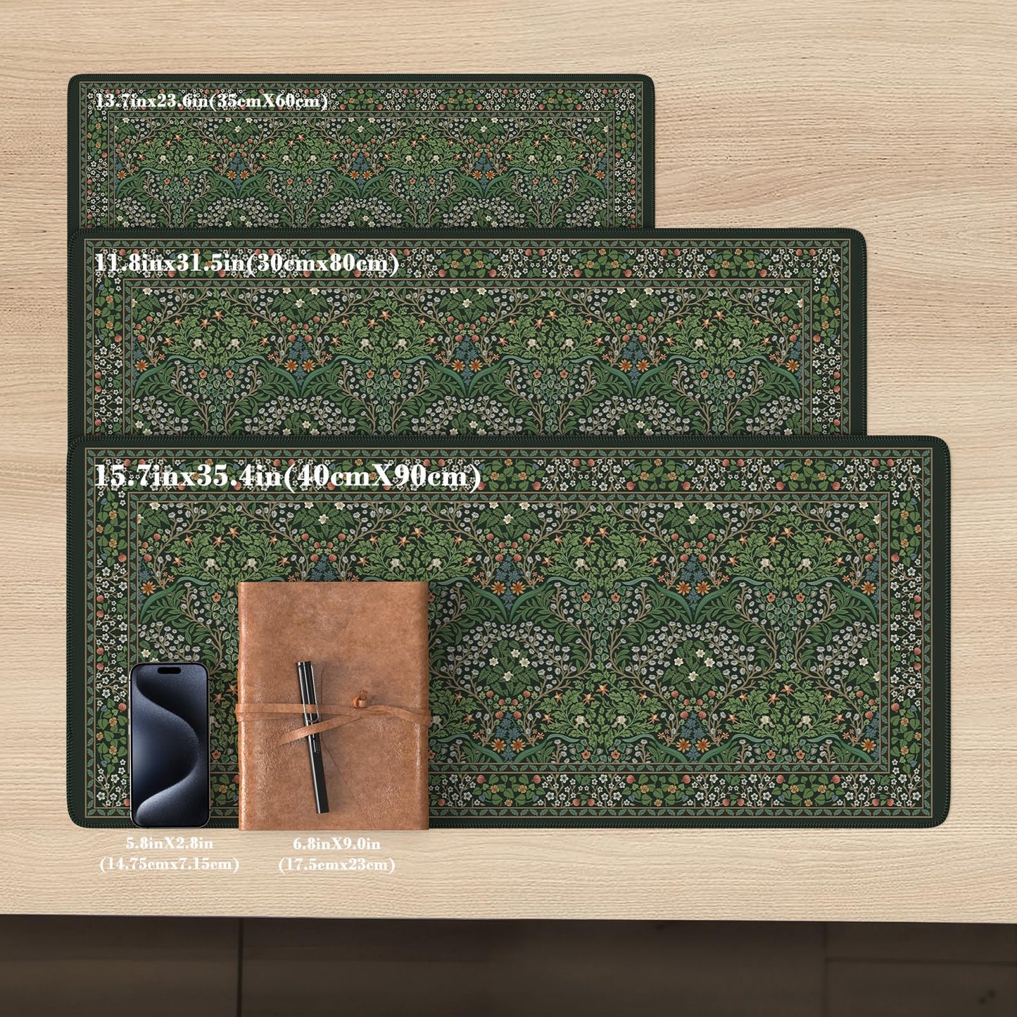 iCasso Big Mouse Pad, Desk Pad Mat, Full Desk Large Mousepad, Anti-Slip Smooth Surface XXL Computer Pad with Stitched Edges for Home Office Organizer (Green)