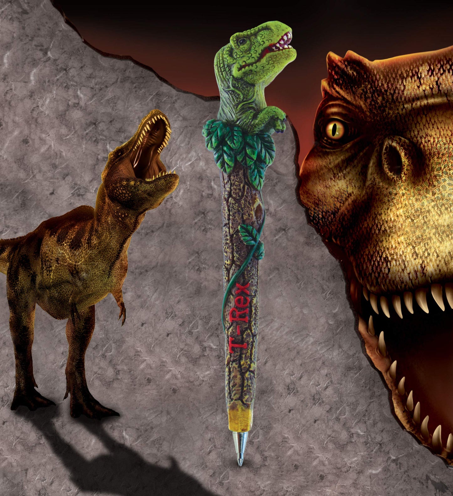 Planet Pens Bundle of Dinosaurs Tyrannosaurus Rex Novelty Pens - Fun and Unique T-Rex Ballpoint Pens, Colorful Dinosaur Writing Pens For School and Office - 4 Pack