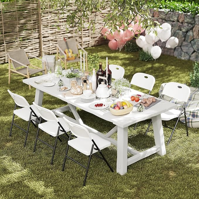 80 Pack Folding Chair, 800 Weight Limit Heavy Duty Plastic Folding Chair Portable Seating for Indoor Outdoor Events, Wedding, Party, Restaurant, Meeting Room White
