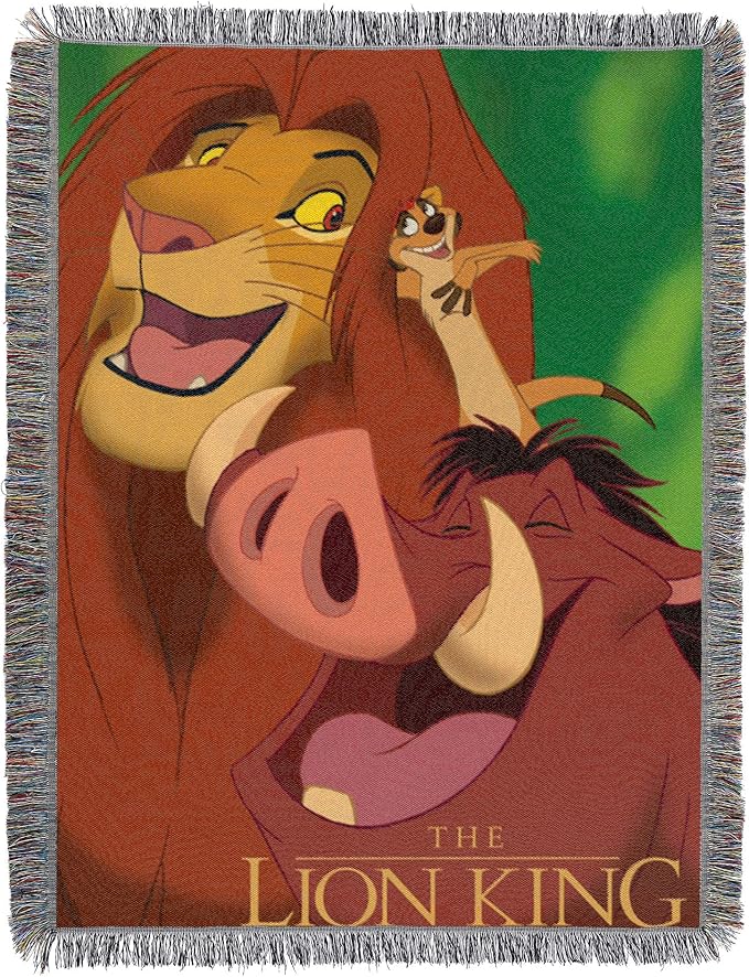 Northwest Lion King Woven Tapestry Throw Blanket, 48" x 60", Jungle Friends