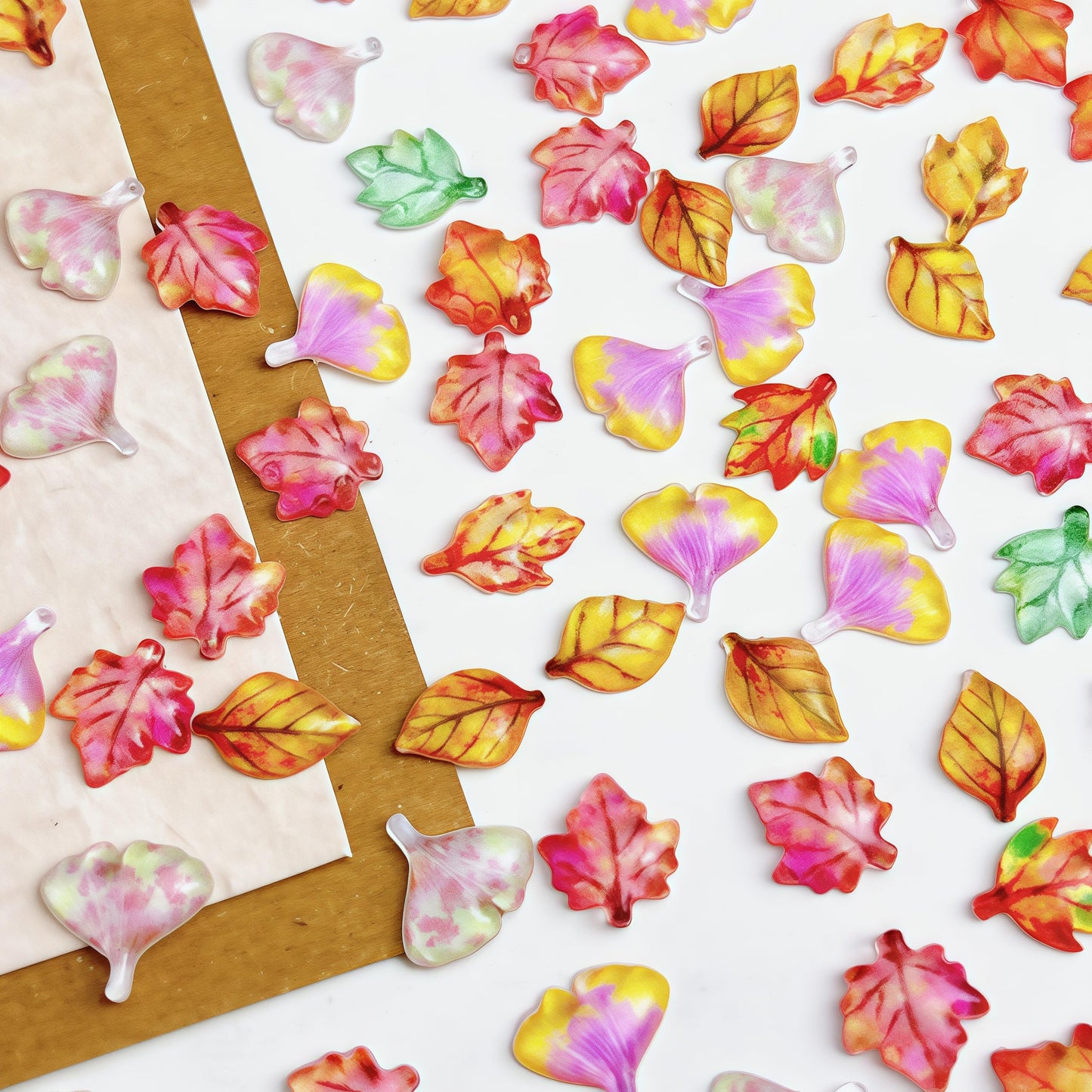 100 Pcs Fall Nail Art Charms Multi Shape Resin Maple Leaves Nail Charms 3D Flat Back Autumn Maple Leaf Ginkgo Leaf Design Nail Art Rhinestones Jewelry for DIY Thanksgiving Nail Decoration