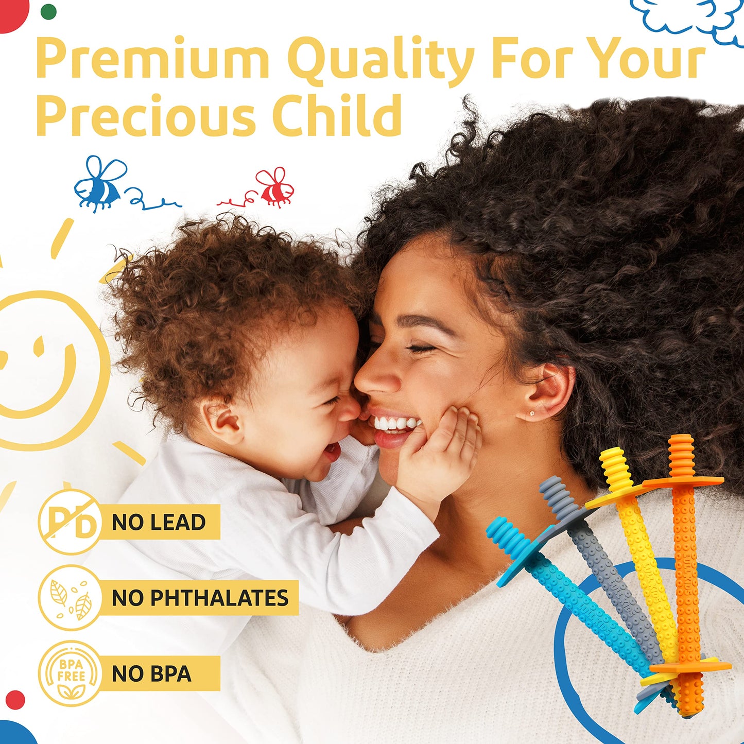 Lull Kids Silicone Baby Teethers 0-6 Months, Textured Baby Teething Toys 3-6 Months, Toddler Molar Teething Relief Sticks, Freezable Chew Straws for Babies 6-12 Month Girl Boy Infant (Spring)