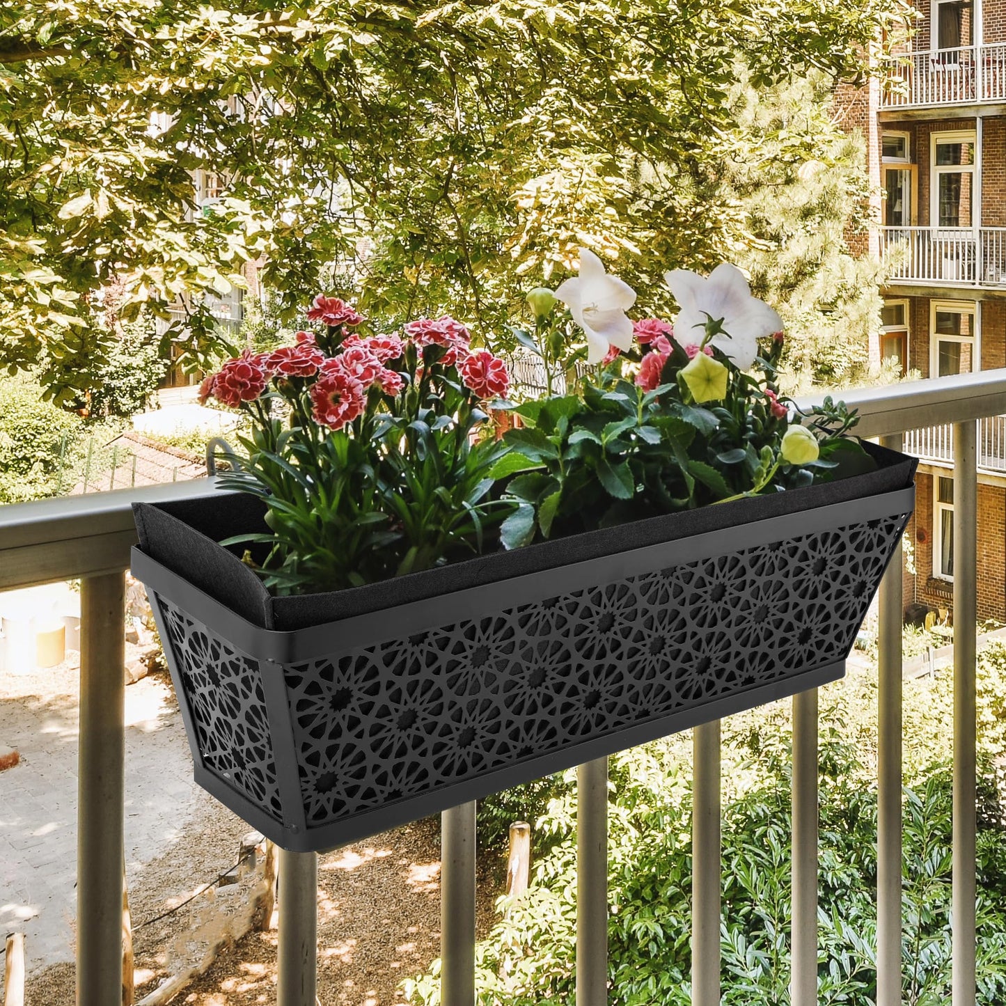 Adnee 2 Pcs 24 Inch Fabric Plant Window Box Liners-Rectangular Non-Woven Planter Basket Liner-Black Felt Flower Hanging Basket for Outdoor Garden Wall Hanging Planter Flower Vegetables