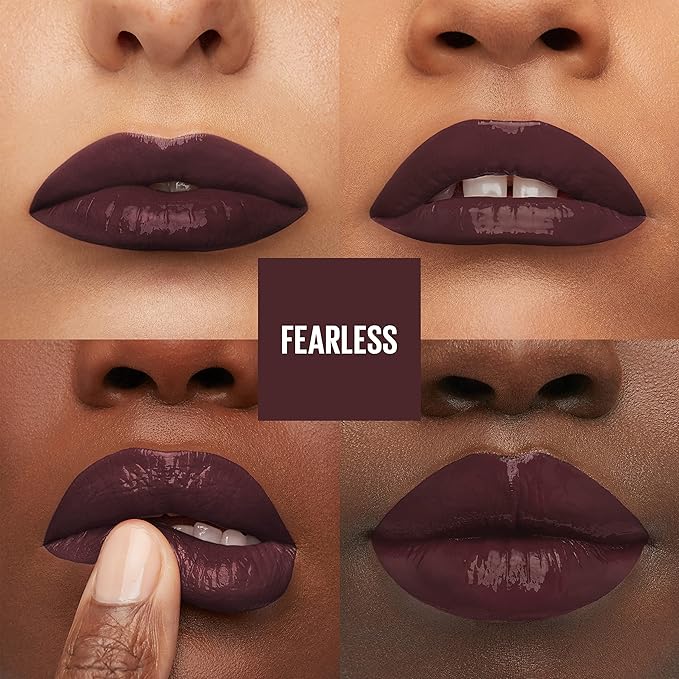 MAYBELLINE Super Stay Vinyl Ink Longwear No-Budge Liquid Lipcolor Makeup Bundle with Royal Deep Wine Red 0.14 fl oz and Fearless Brown 0.14 fl oz Lipsticks