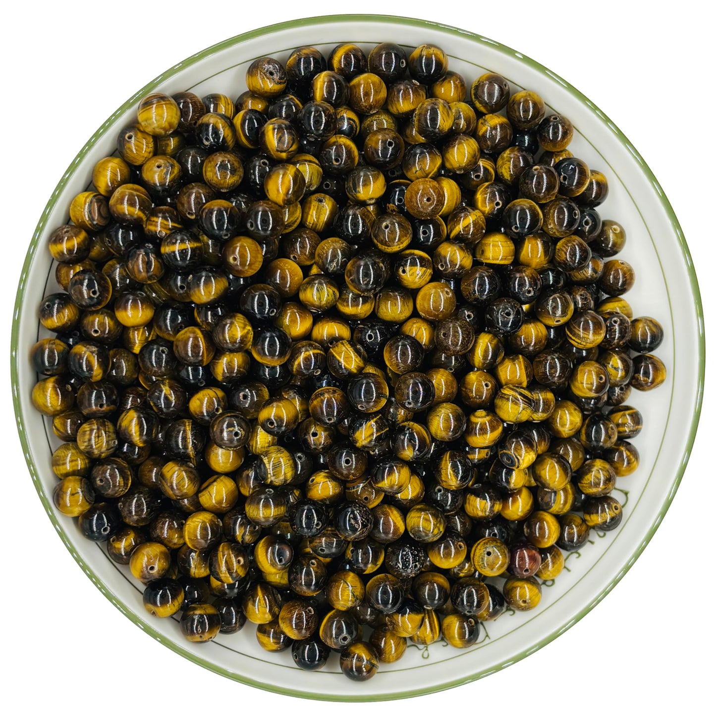 WHNKFB 8mm 50PCS Natural Yellow Tiger's Eye Round Beads, Smooth Polished Loose Gemstone Beads for Jewelry Making Craft - 4mm 6mm 8mm 10mm Options with Free Elastic Cord
