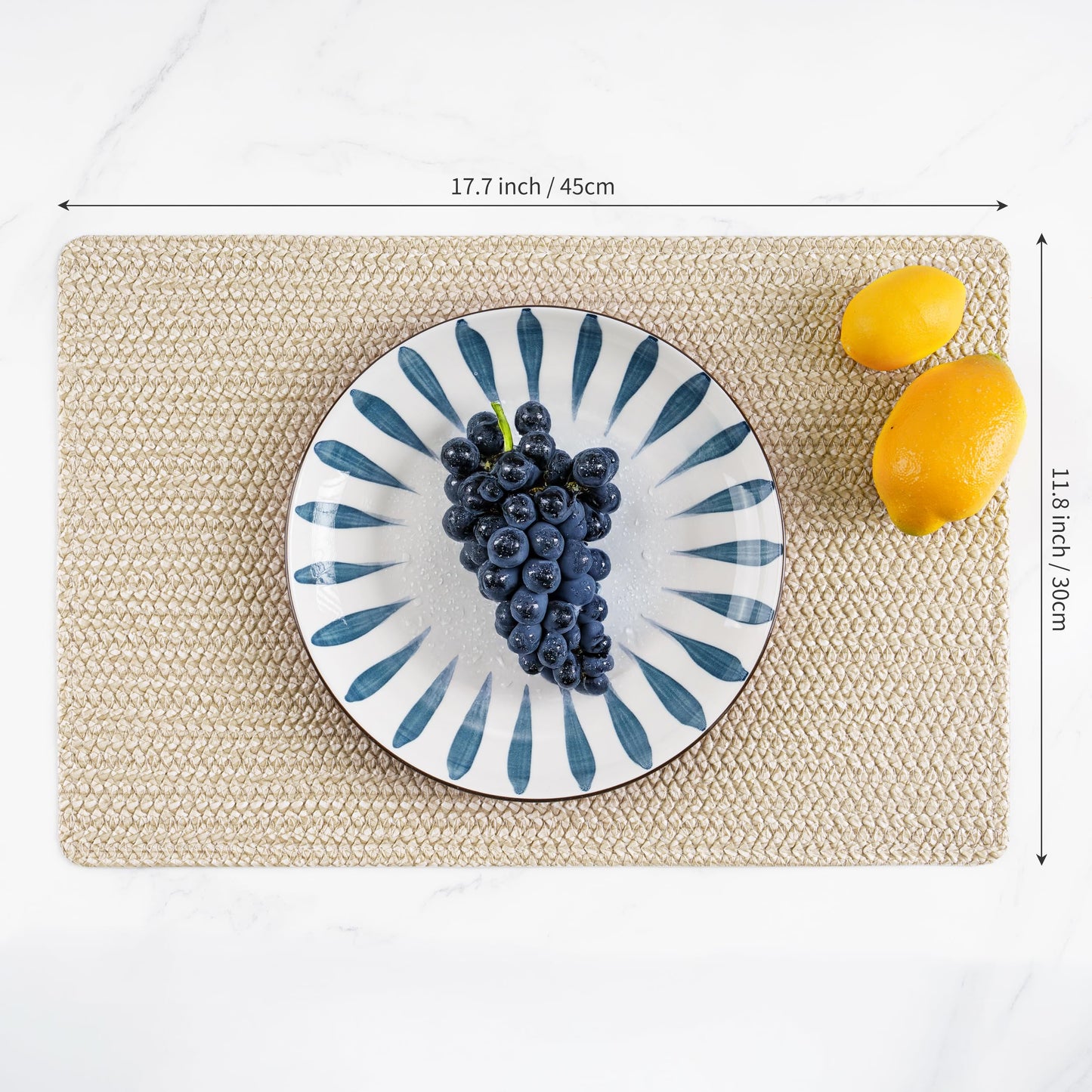 POLYTE Indoor/Outdoor Washable Woven Vinyl Table Dining Placemats, Set of 4