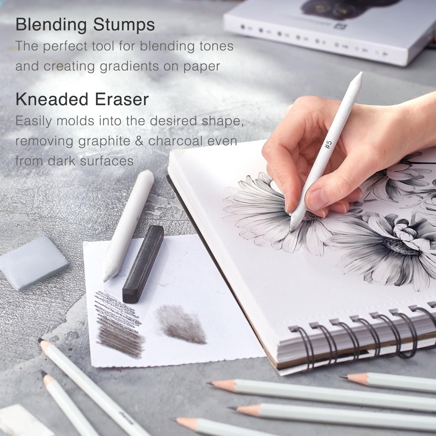ARTISTIC EYE Premium Drawing and Sketching Pencil Art Set (20 Items): Complete Kit with Graphite Pencils, Charcoal Pencils, Sticks, Blending Stumps, Erasers, and Sharpeners