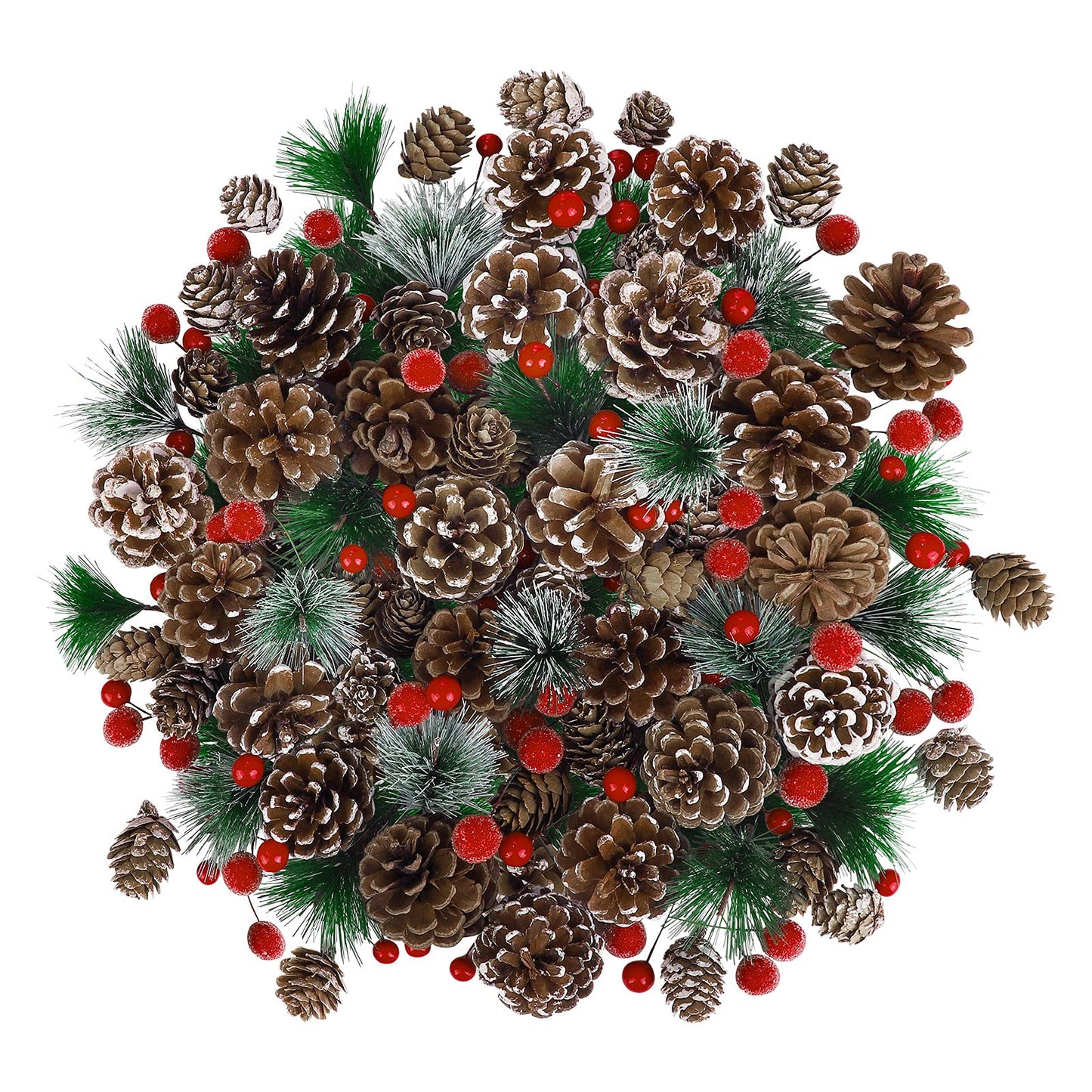 Fovths 232 Pieces Christmas Wreath Making Decoration Artificial Pine Cone Berry Set Pine Natural Pinecones Branches for Xmas Tree Ornament Home Fall Winter Christmas Party DIY
