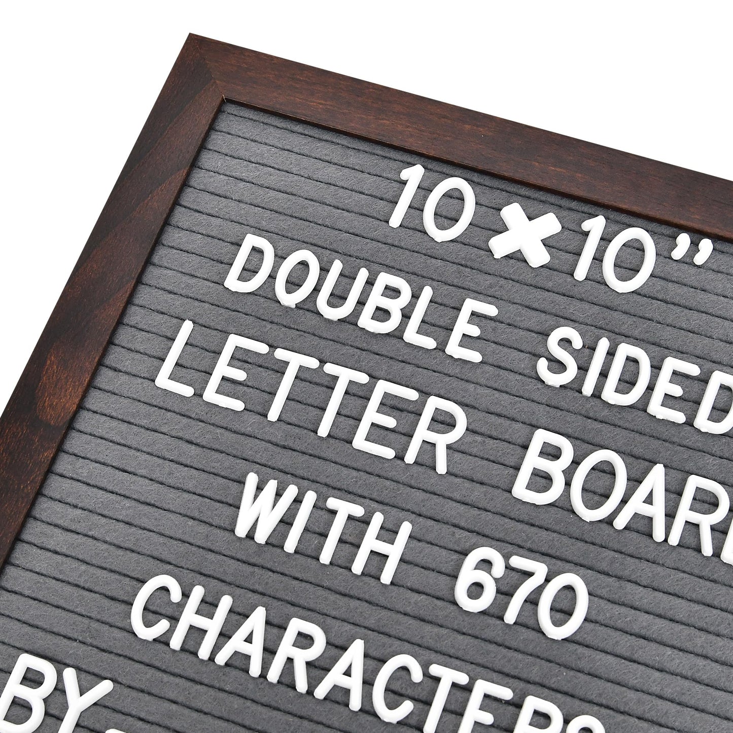 Double Sided Felt Letter Board with 670 Letters, Numbers & Symbols - 10 x 10 inch Changeable Message Board with Wooden Base (Black & Gray)