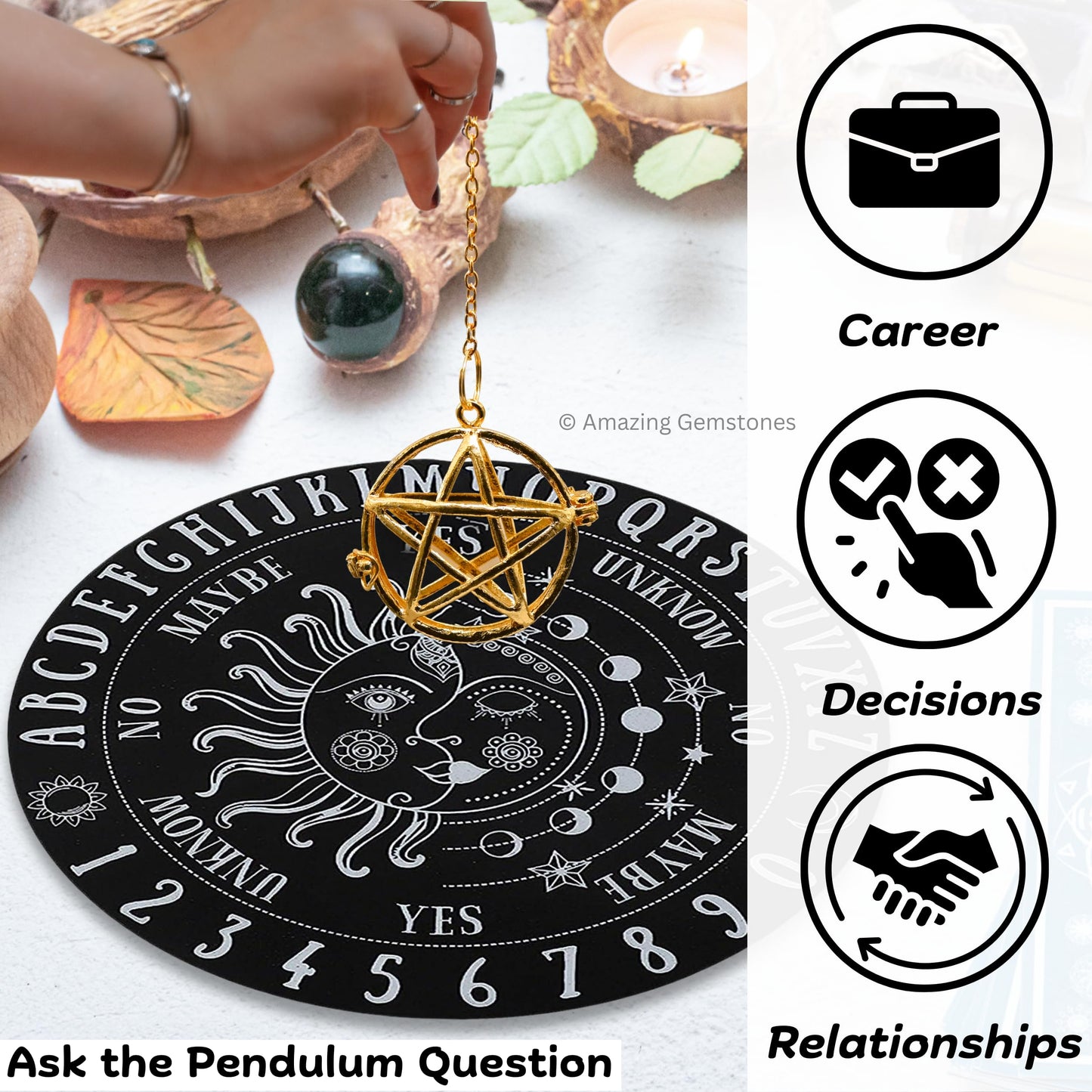 Amazing Gemstone Healing Metal Pendulums for Divination, Gold Circular Star Cage Point Steel Copper Pendulum High Energy Pendulo de Bronce Pendulos de Mesa MP74