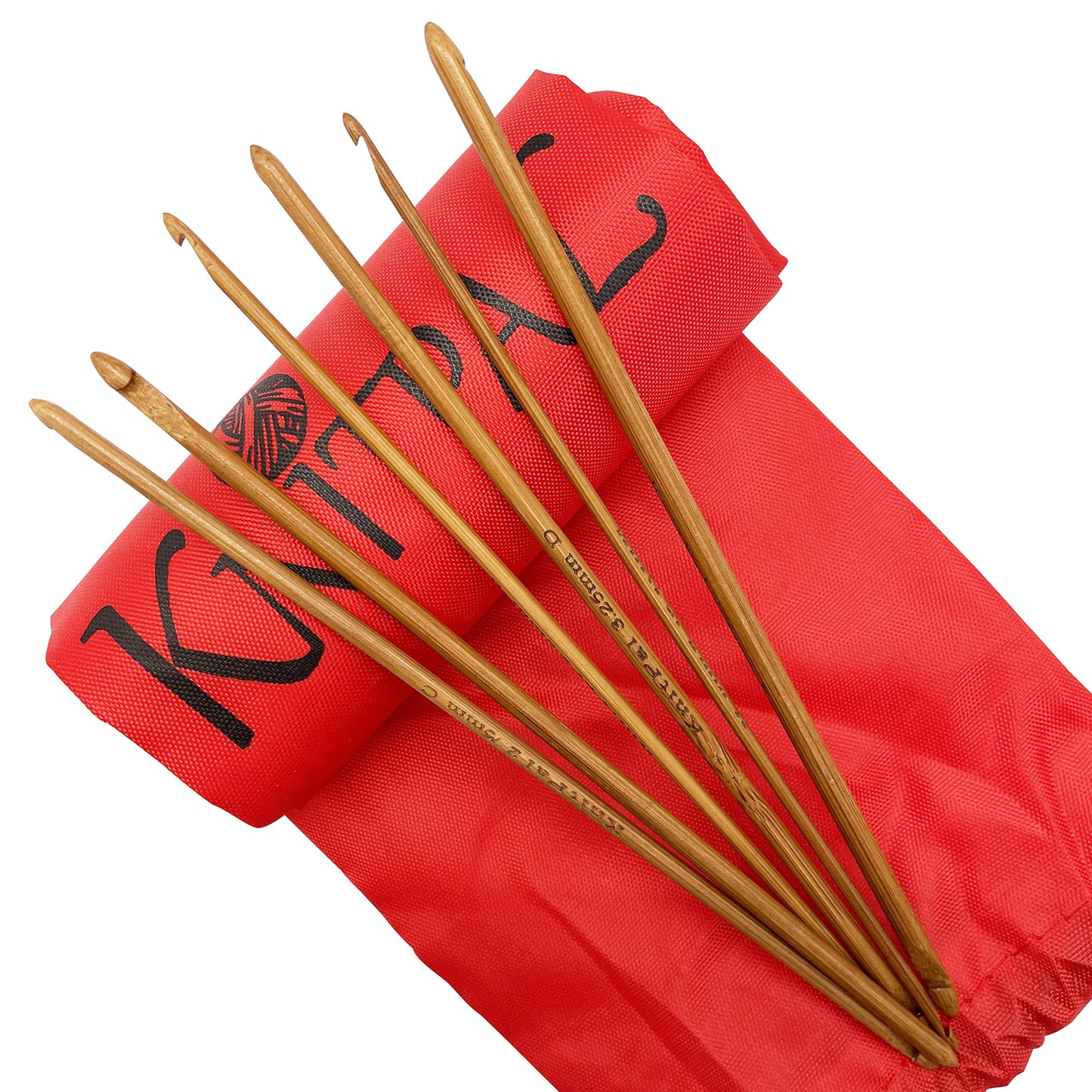 KnitPal Double Ended Tunisian Afghan Crochet Hooks Set - Tunisian Crochet Hooks - 10 in (25cm) Long 5 US Sizes: G/4mm, 7/4.5mm, H/5mm, I/5.5mm, J/6mm