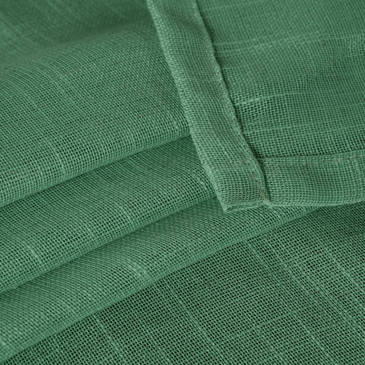 Green Linen Semi Sheer Curtains 63 Inch Length (2 Count)